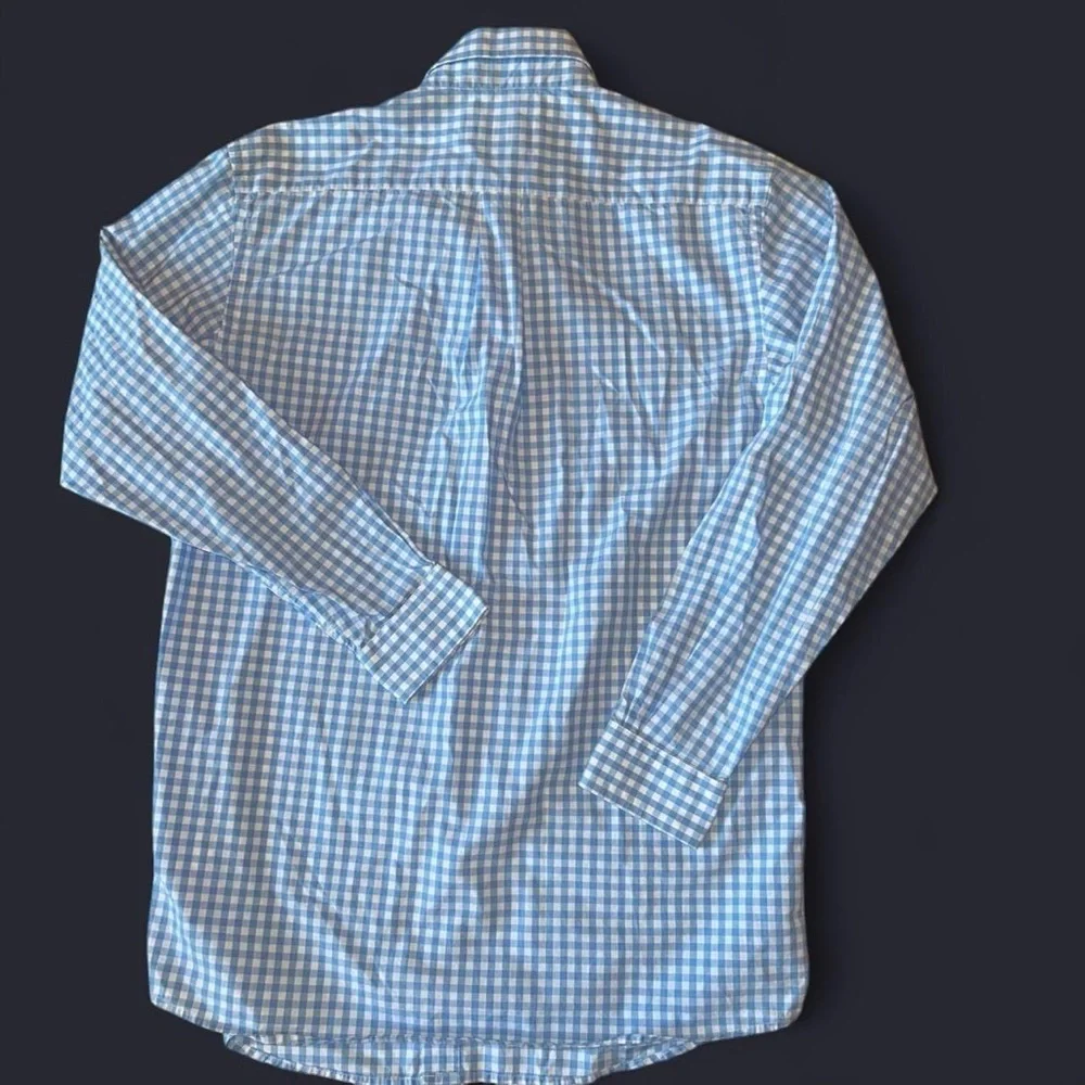 Vineyard Vines Youth L Whale Shirt – Blue Gingham – 100% Cotton